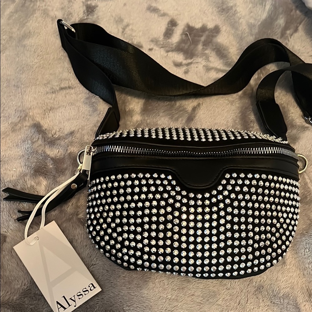 Black and Silver Crossbody Bag with Modern Design